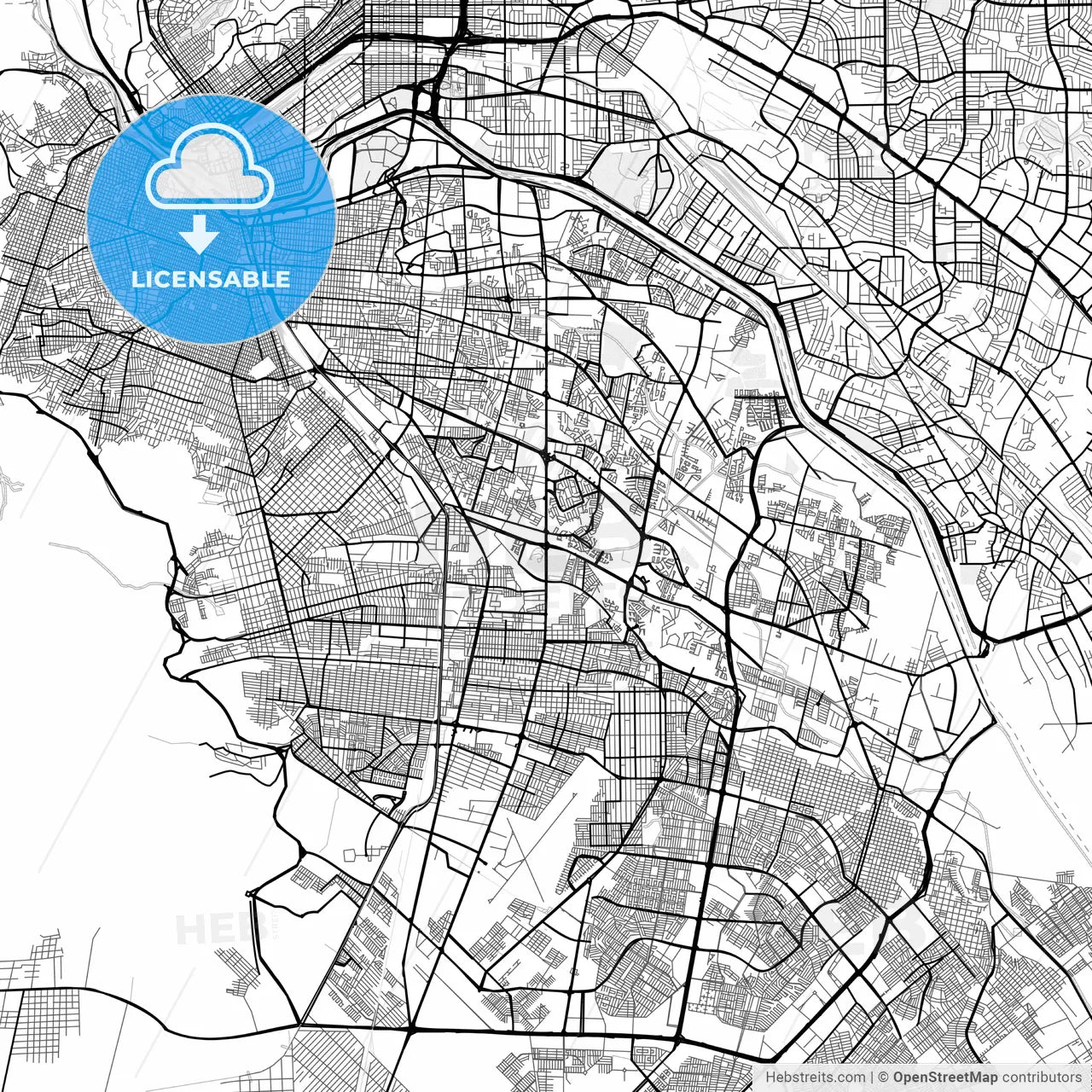 Vector PDF map of Juárez, Mexico