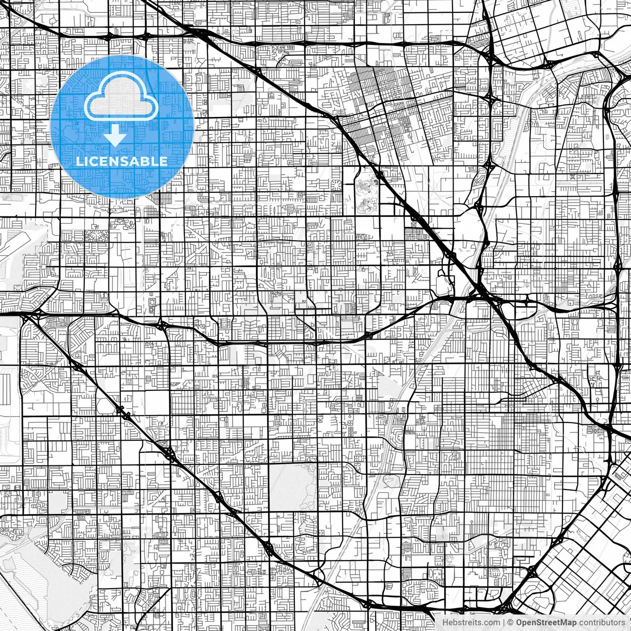 Vector PDF map of Garden Grove, California, United States