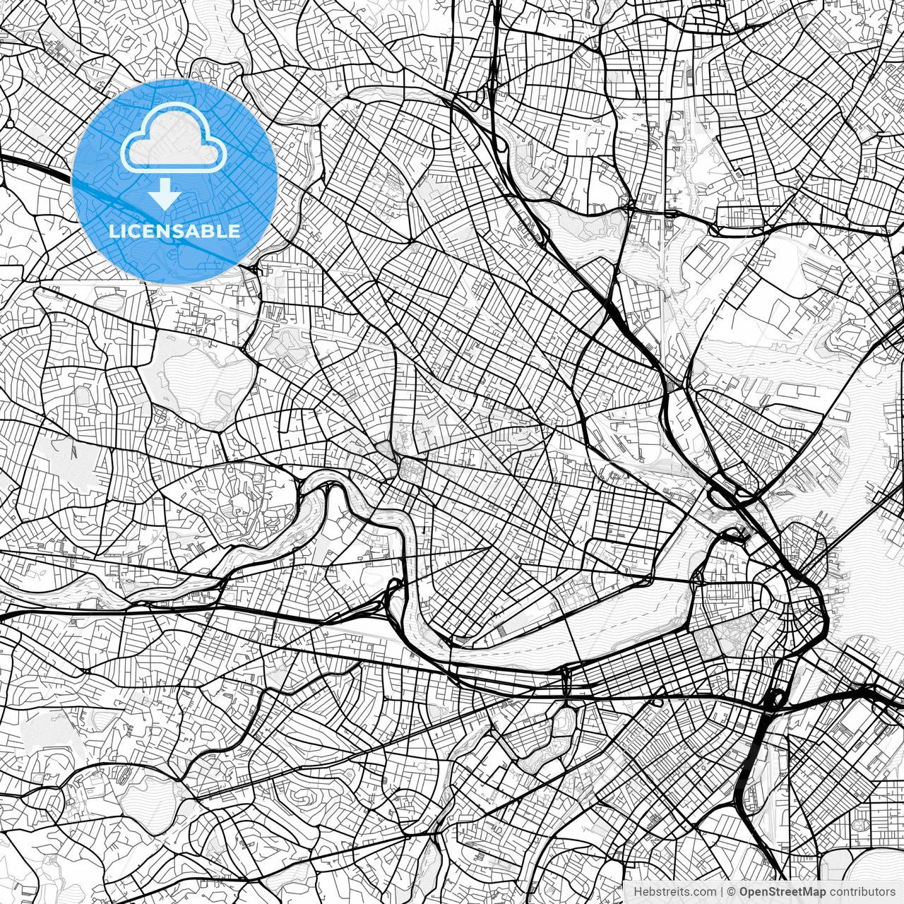 Vector PDF map of Cambridge, Massachusetts, United States