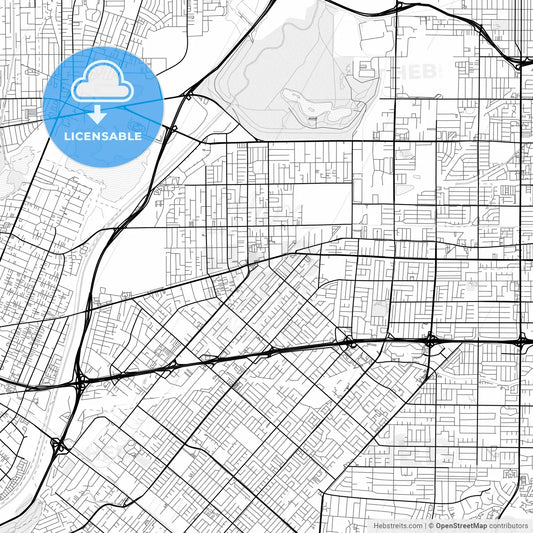 Vector PDF map of Baldwin Park, California, United States