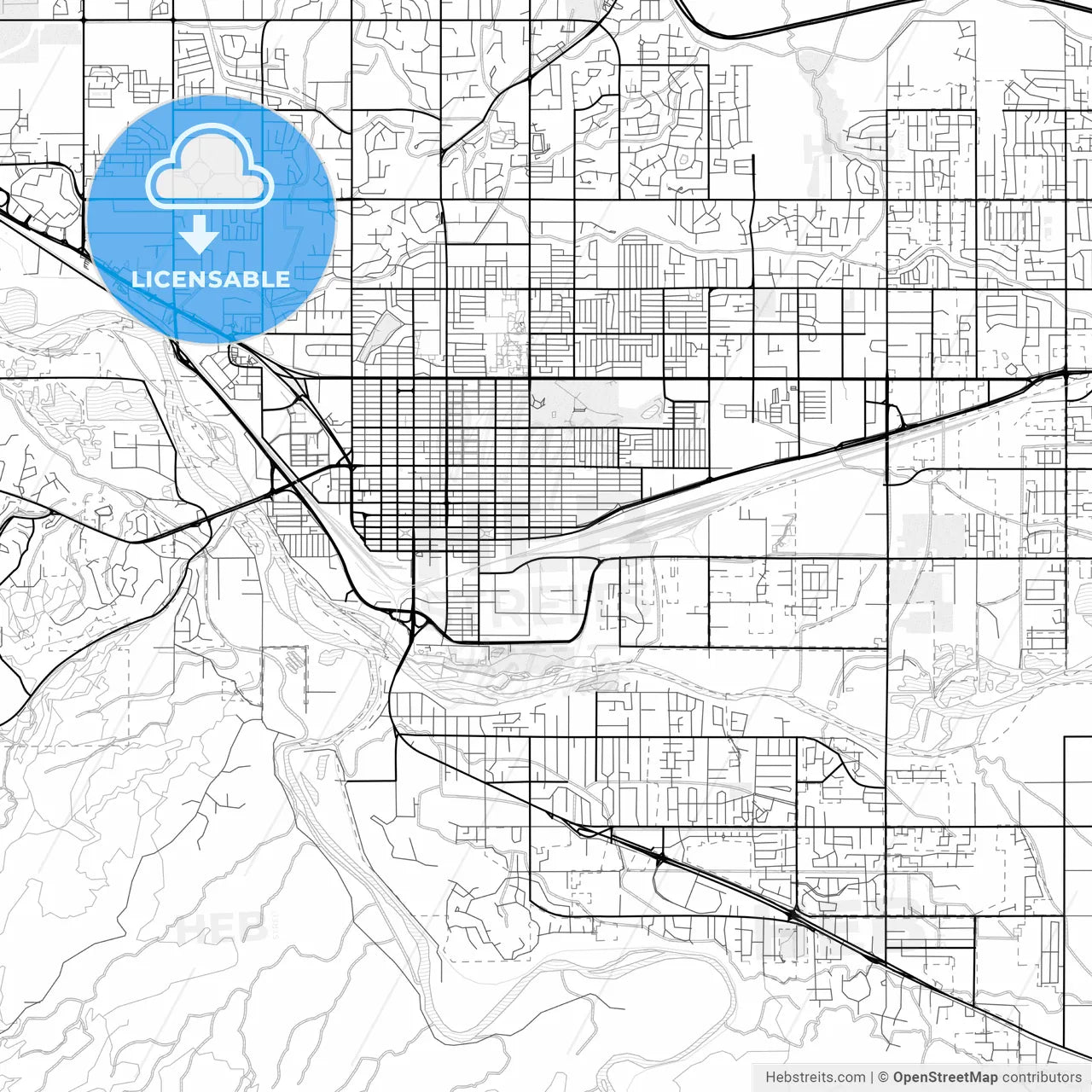 Vector PDF map of Grand Junction, Colorado, United States