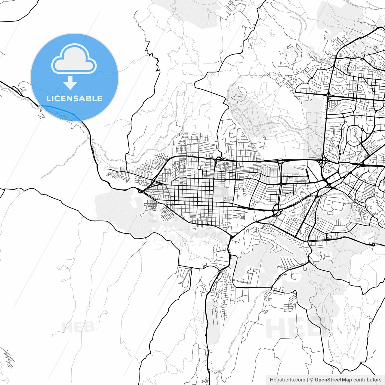 Vector PDF map of Santa Tecla, El Salvador