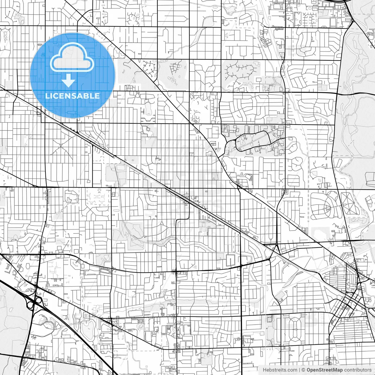 Vector PDF map of Mount Prospect, Illinois, United States