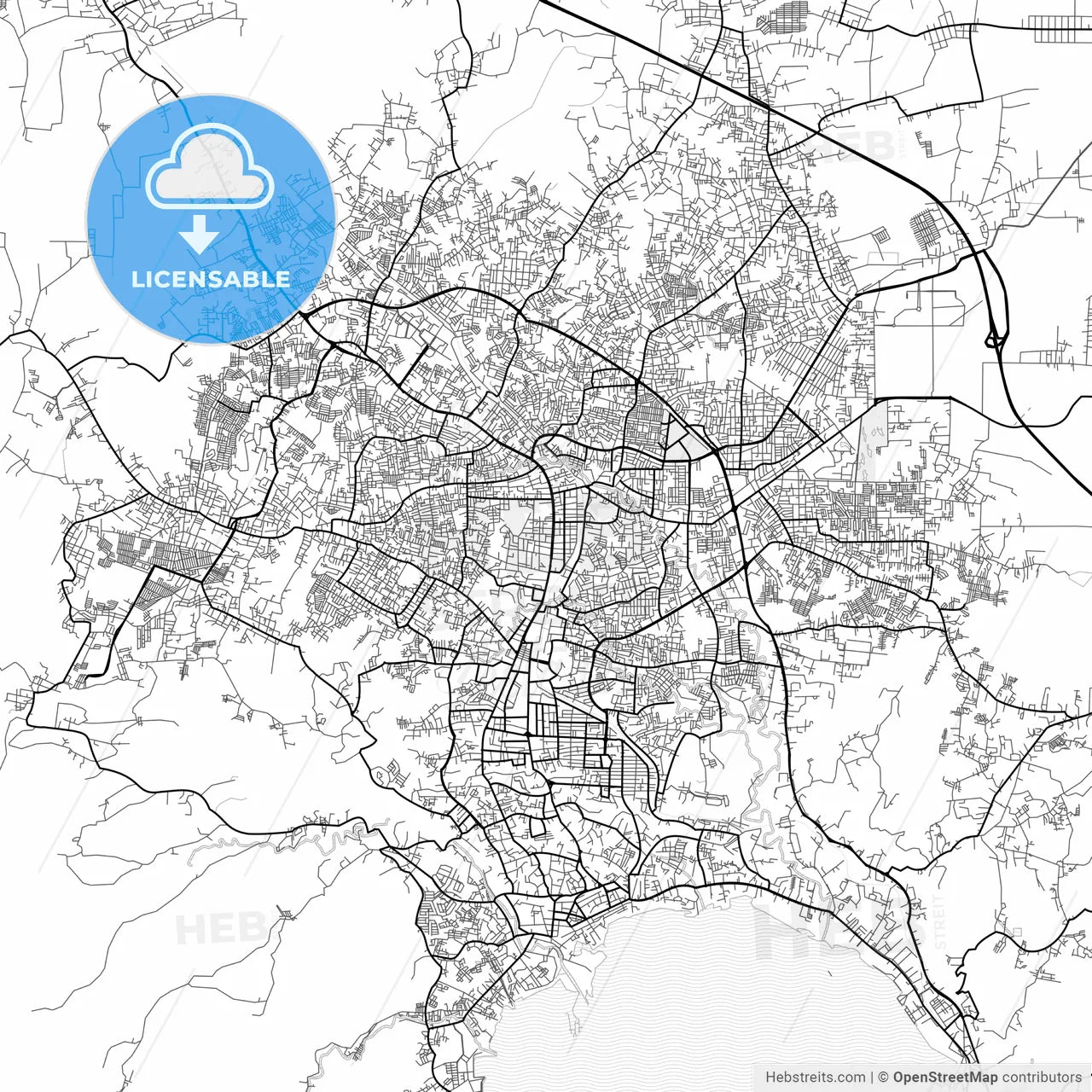 Vector PDF map of Bandar Lampung, Indonesia