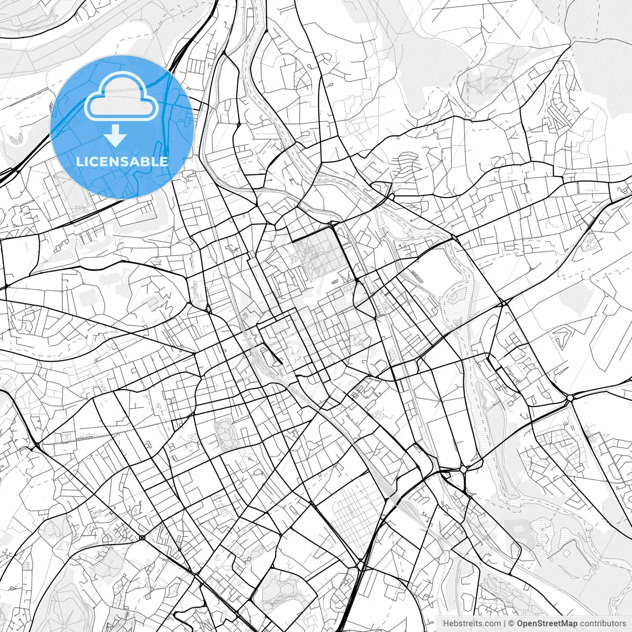 Vector PDF map of Nancy, France