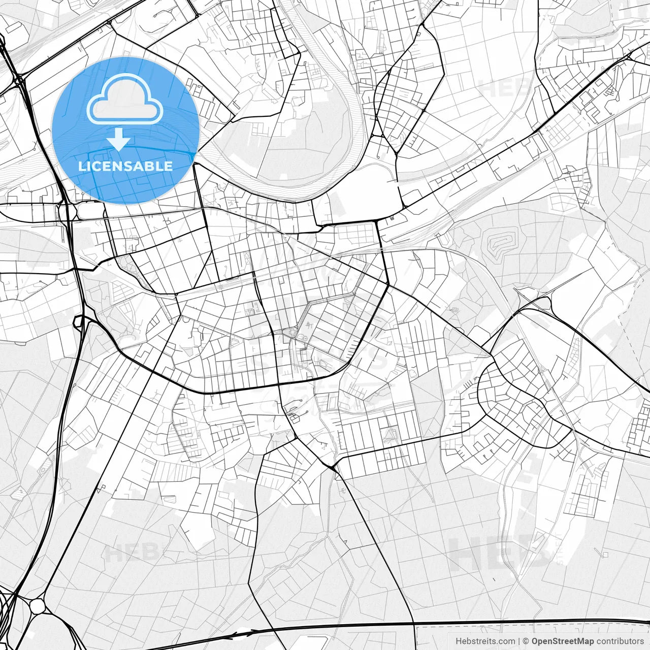 Vector PDF map of Offenbach am Main, Germany