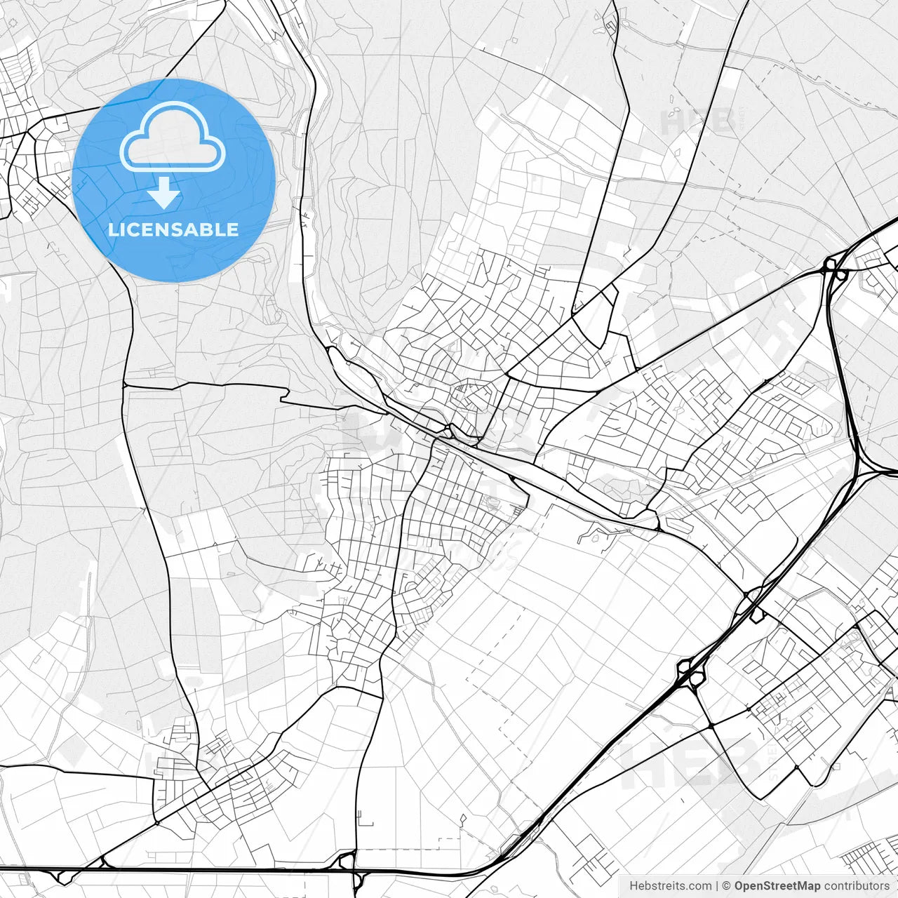 Vector PDF map of Hofheim am Taunus, Germany