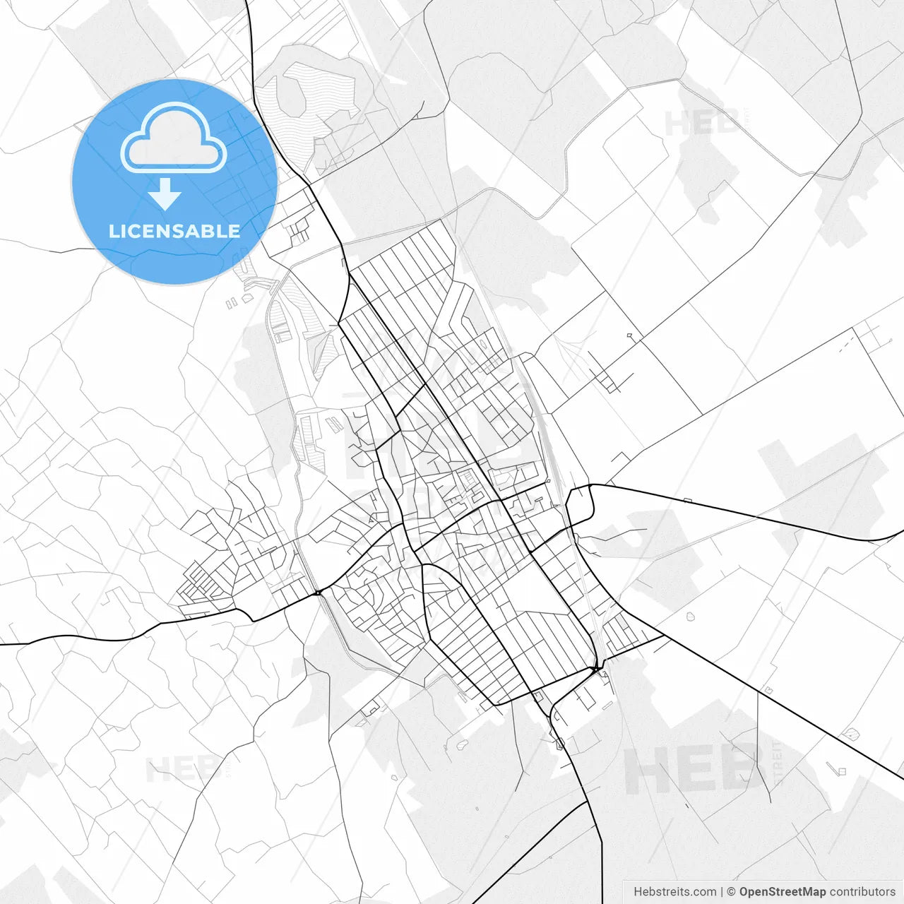 Vector PDF map of Kiskunhalas, Hungary