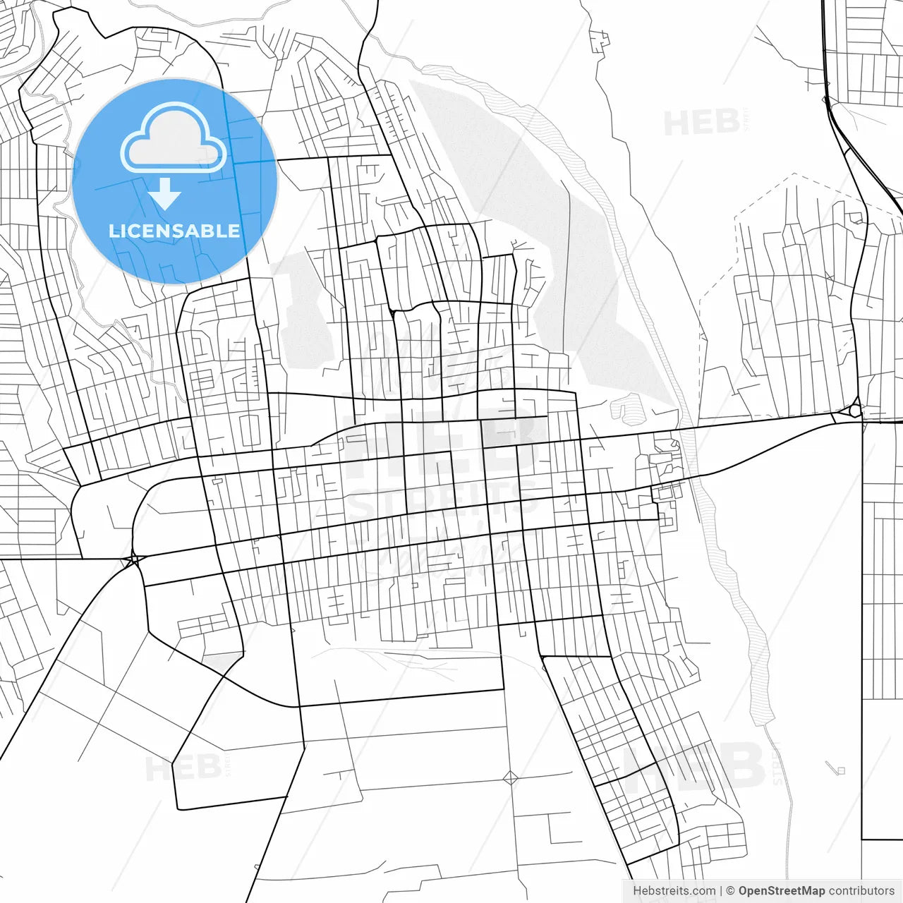 Vector PDF map of Taldykorgan, Kazakhstan