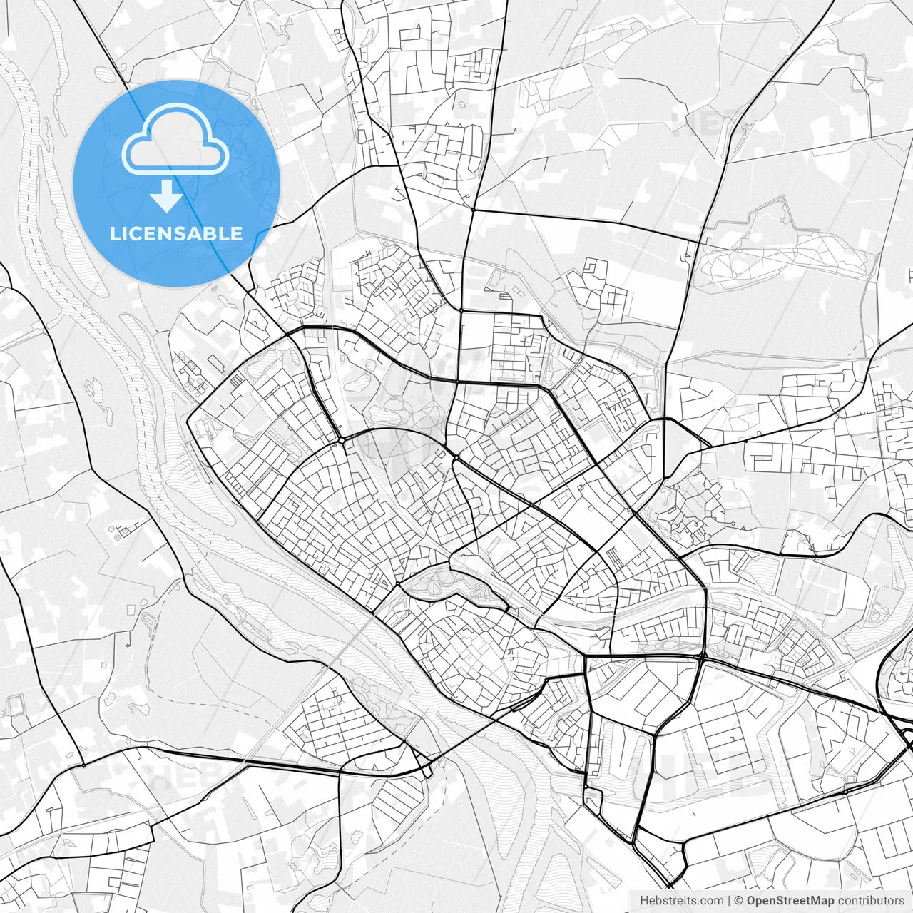Vector PDF map of Deventer, Netherlands