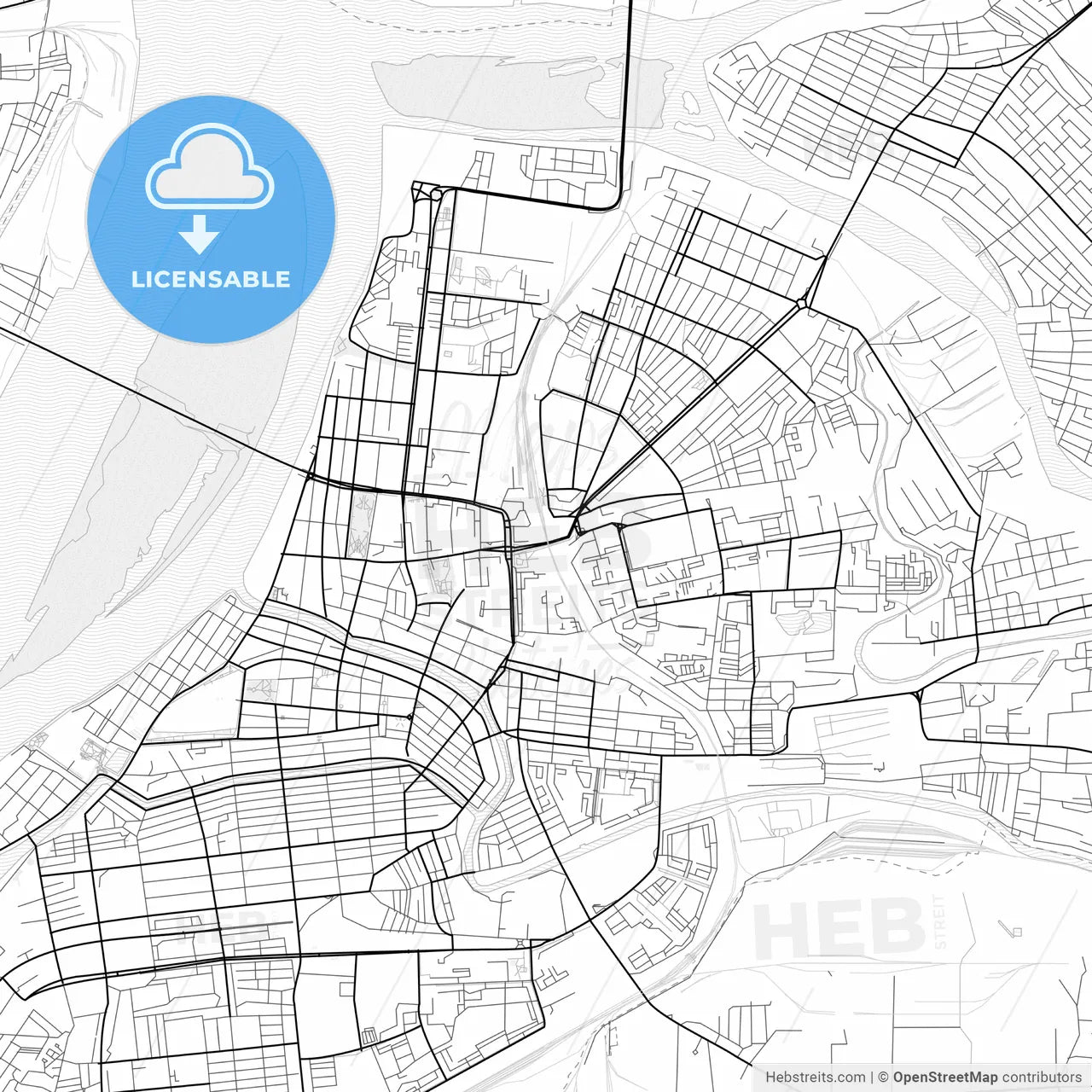 Vector PDF map of Astrakhan, Russia