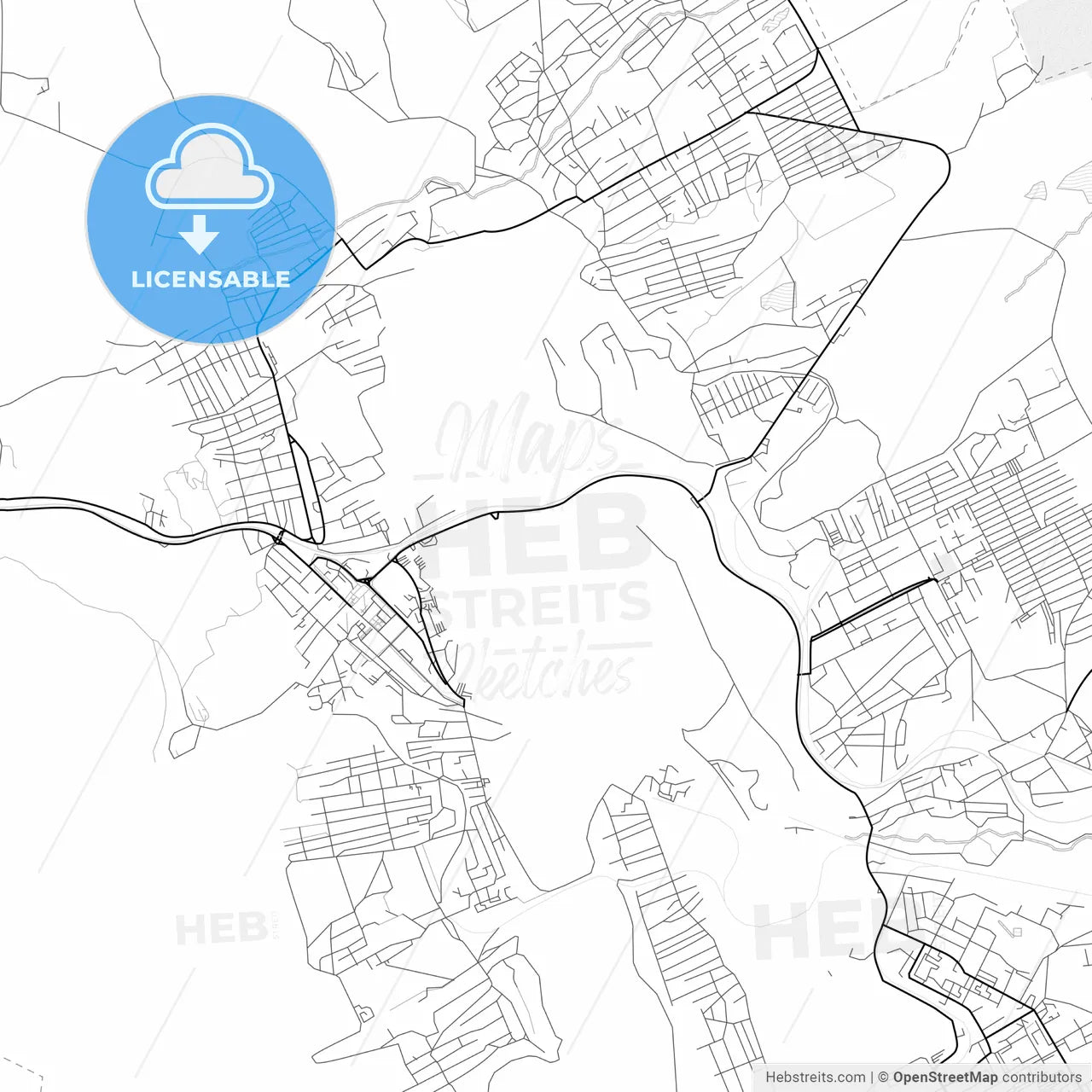 Vector PDF map of Kiselyovsk, Russia