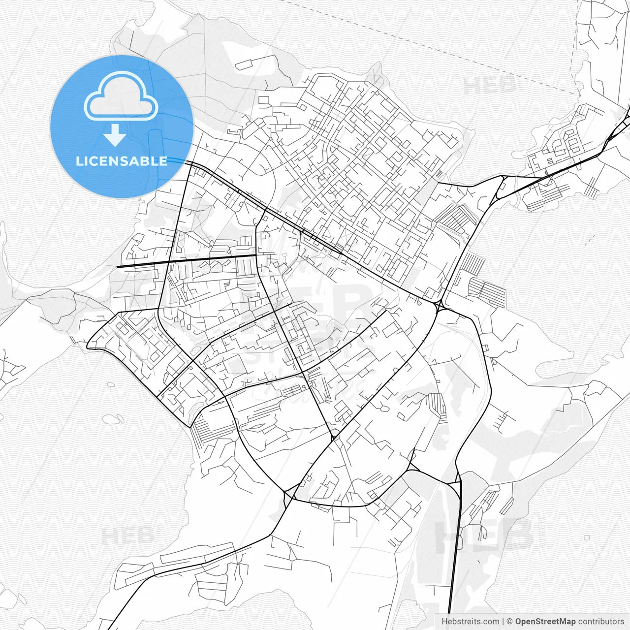 Vector PDF map of Ozyorsk, Russia