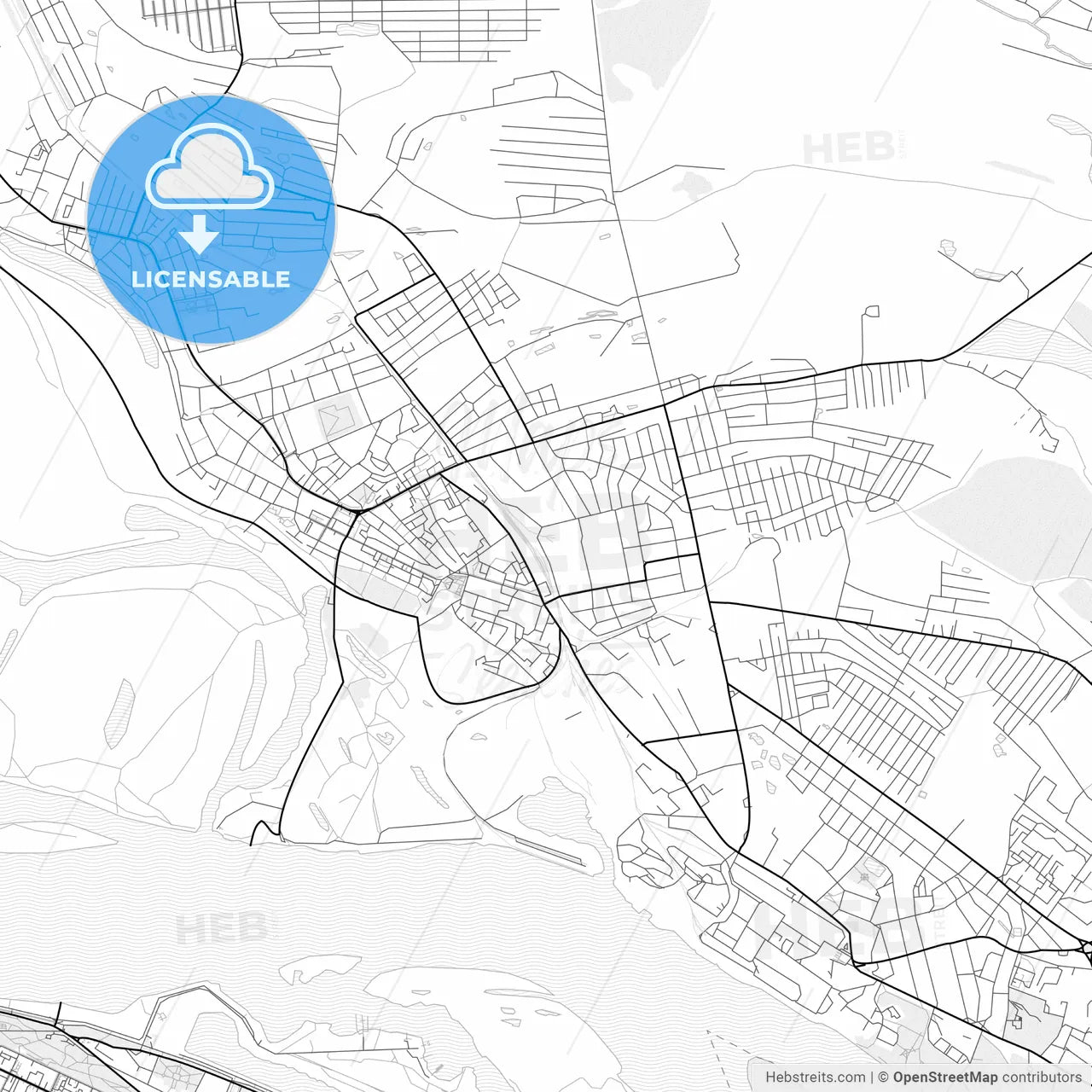 Vector PDF map of Bor, Russia