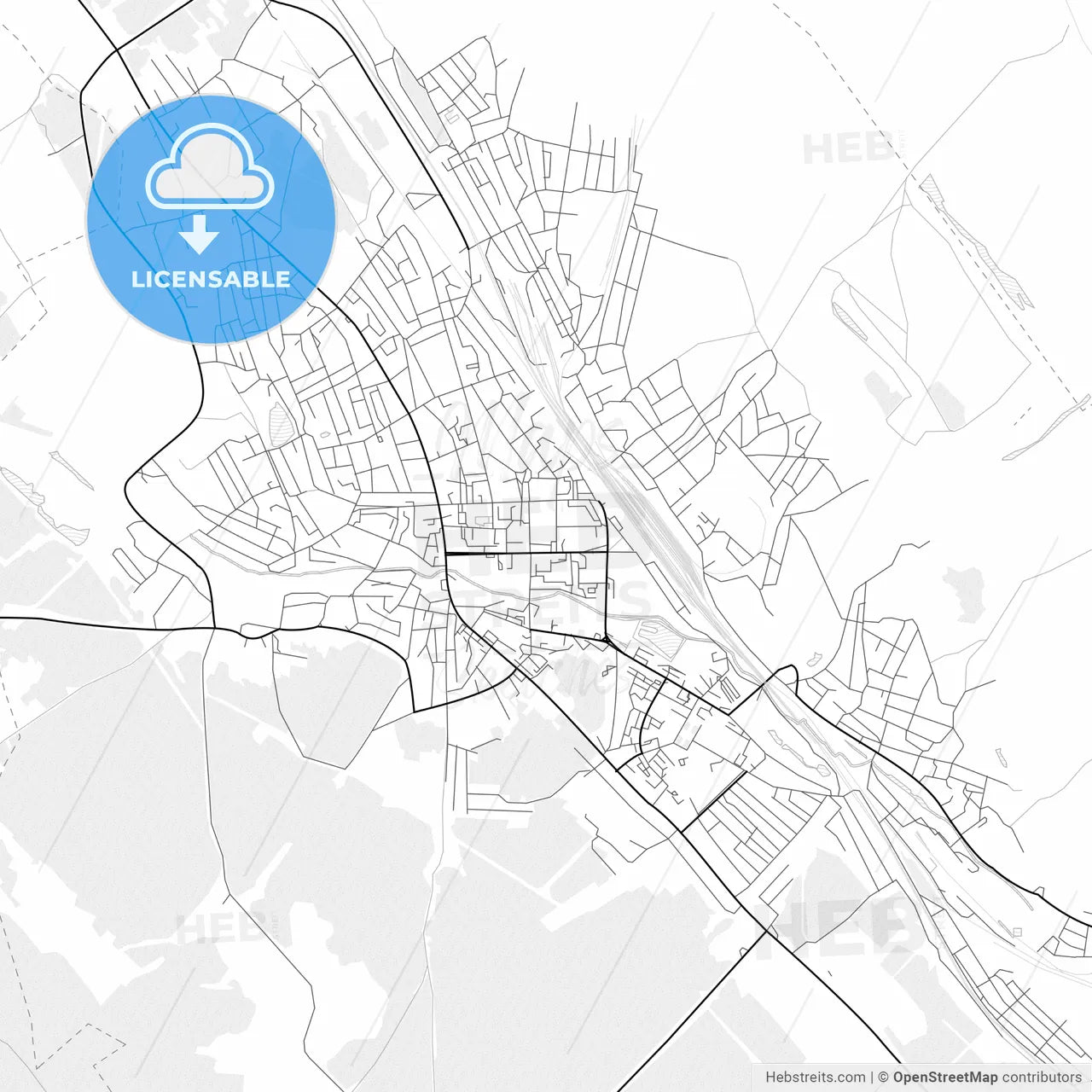 Vector PDF map of Cheremkhovo, Russia