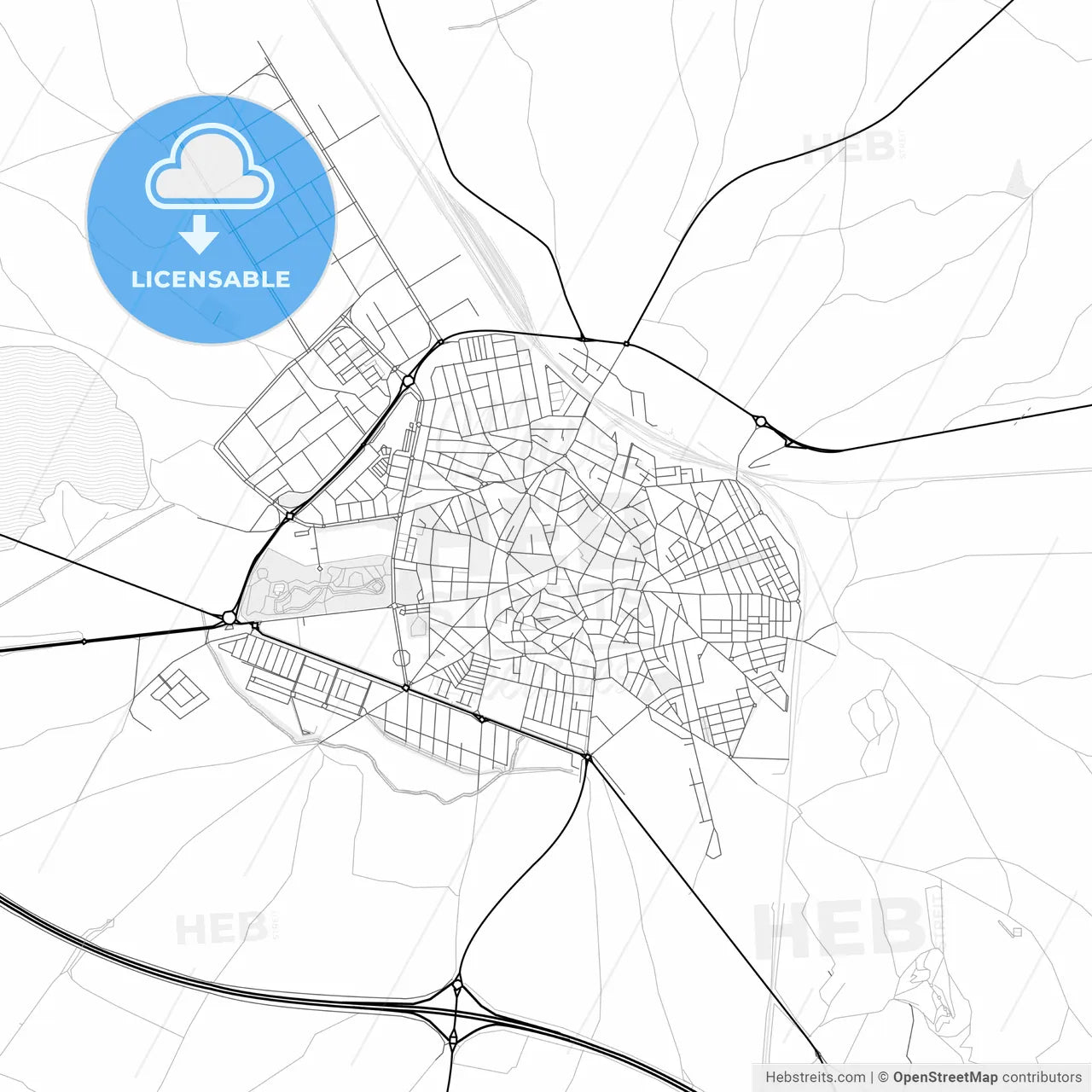 Vector PDF map of Alcázar de San Juan, Spain
