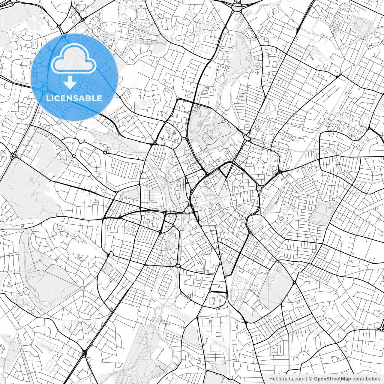 Vector PDF map of Leicester, England
