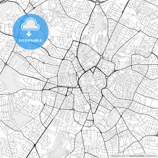 Vector PDF map of Leicester, England