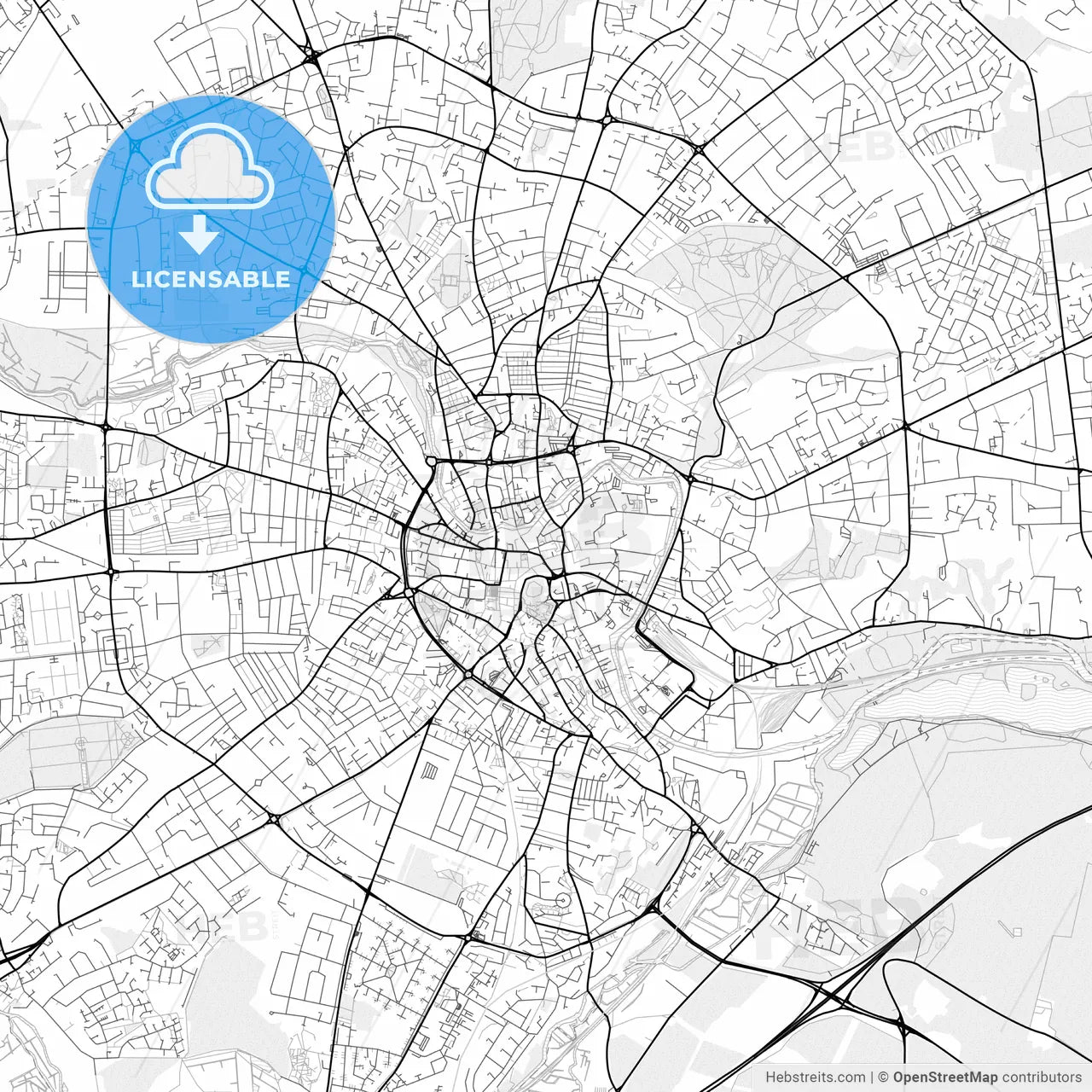 Vector PDF map of Norwich, England