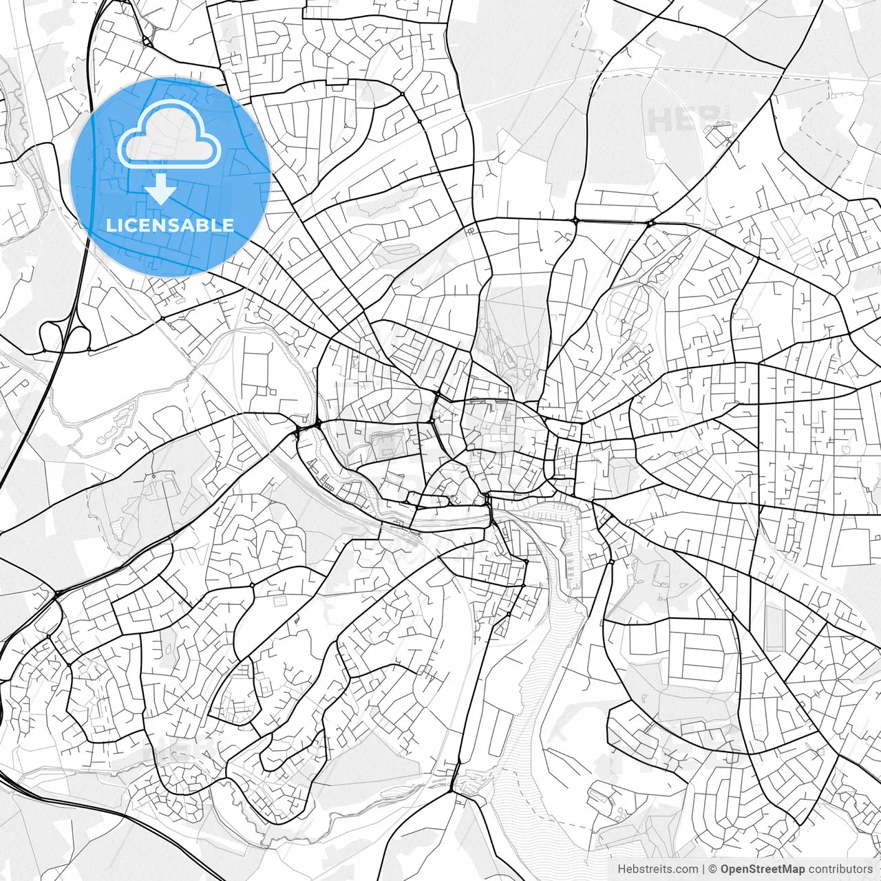 Vector PDF map of Ipswich, England