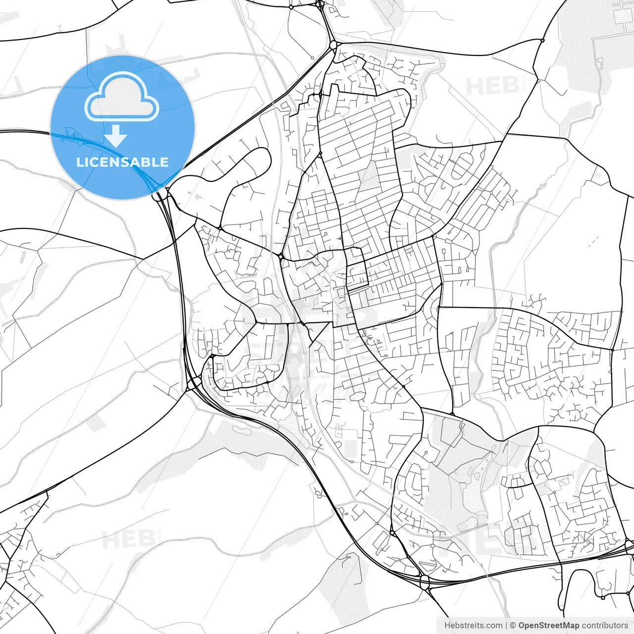 Vector PDF map of Kettering, England
