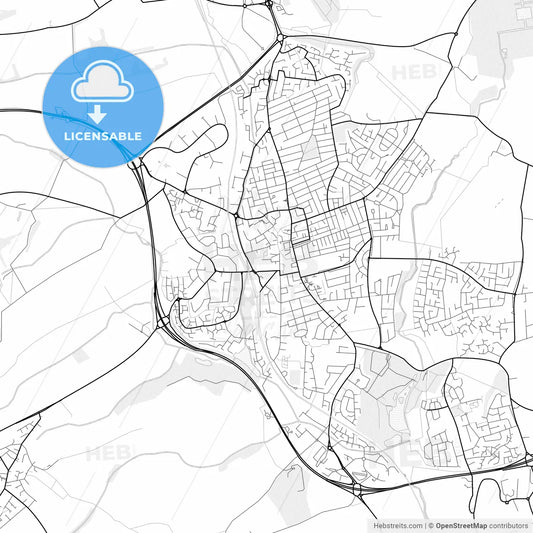 Vector PDF map of Kettering, England