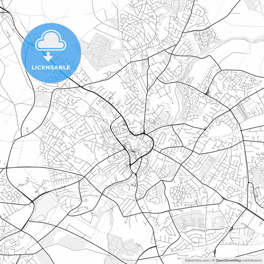 Vector PDF map of Mansfield, England