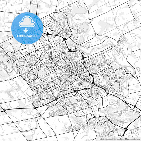 Vector PDF map of Kitchener, Canada