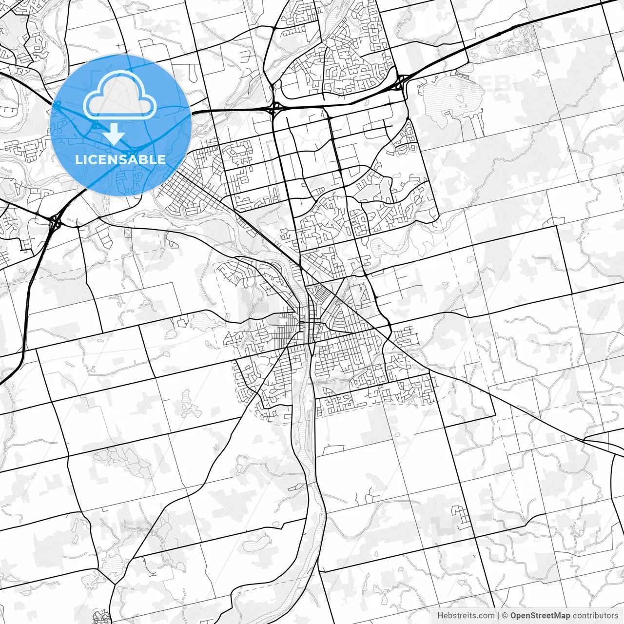 Vector PDF map of Cambridge, Canada