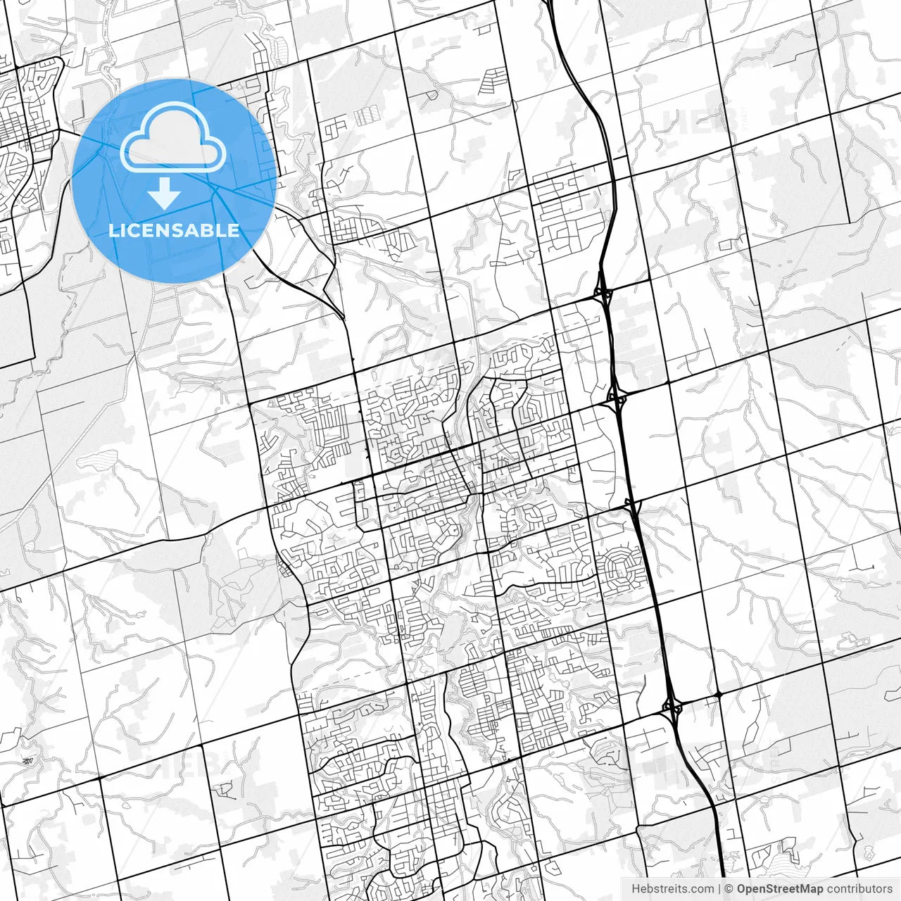 Vector PDF map of Newmarket, Canada