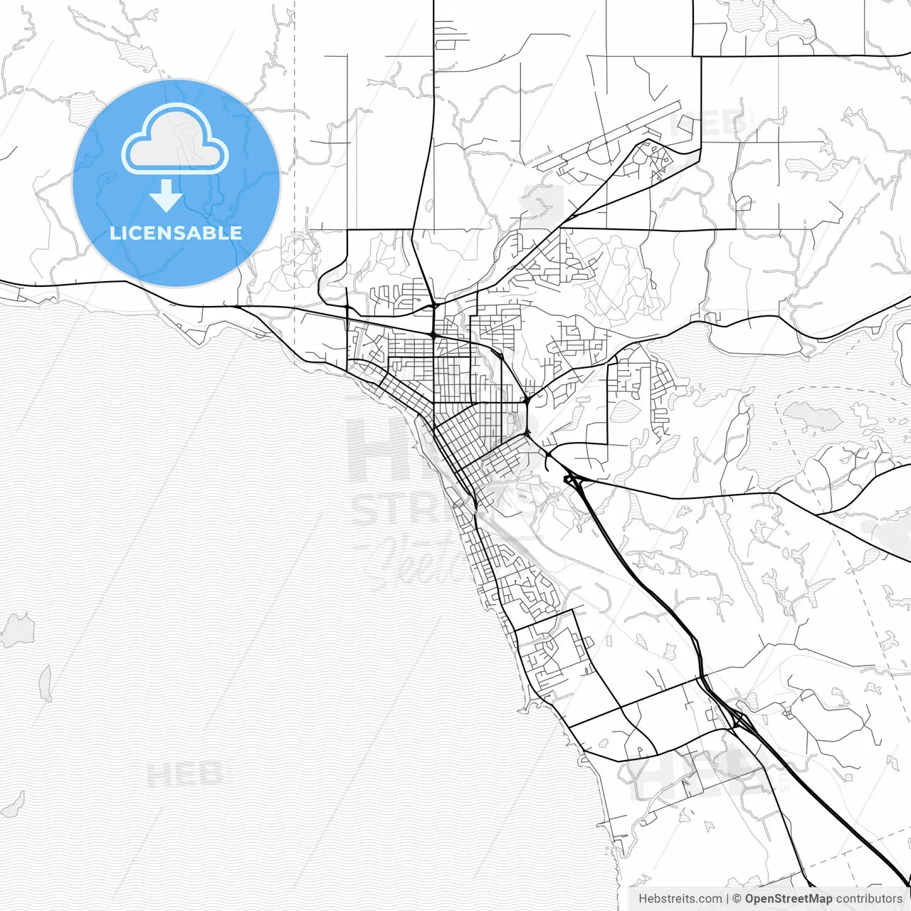 Vector PDF map of North Bay, Canada