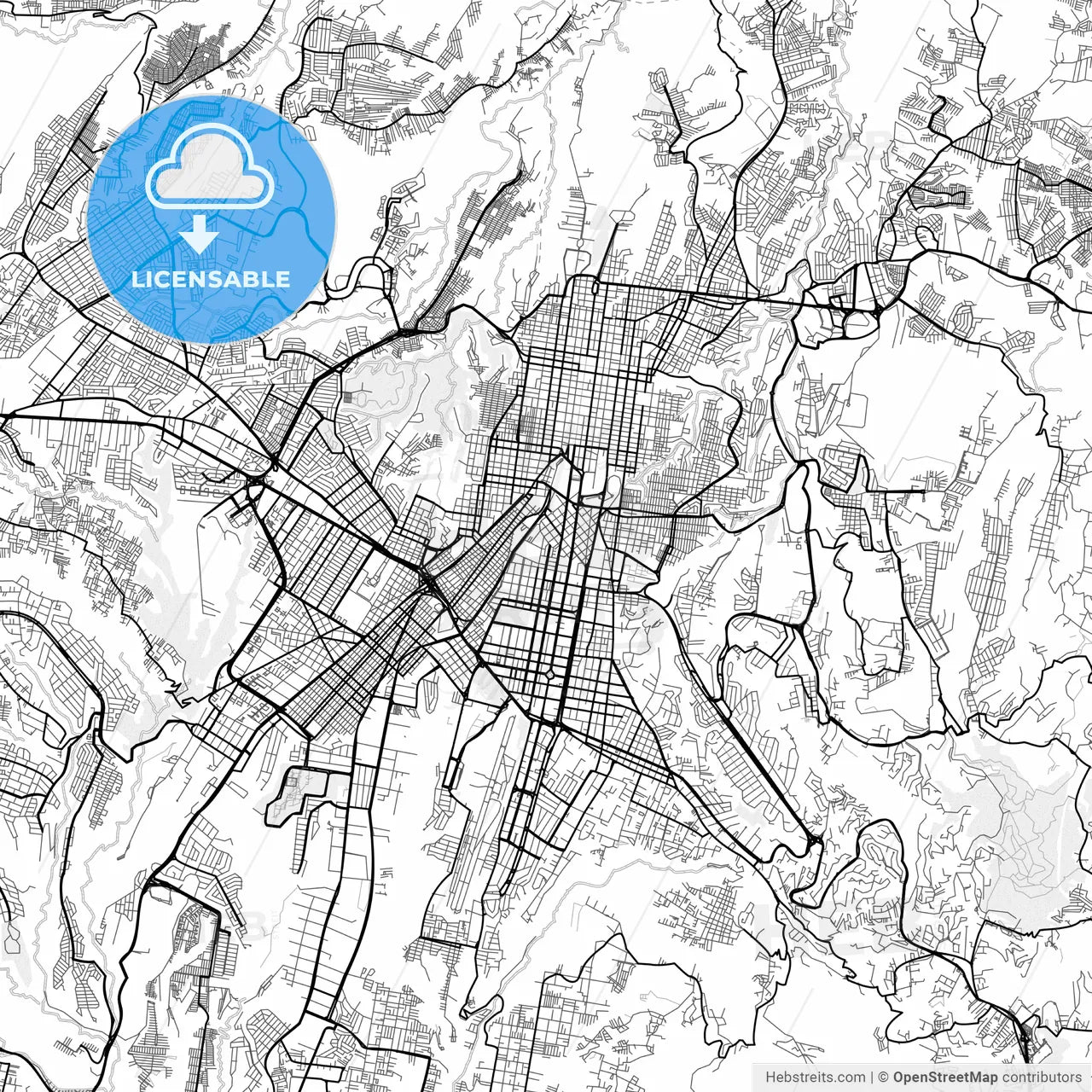 Vector PDF map of Guatemala City, Guatemala