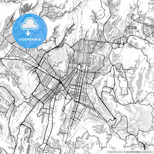 Vector PDF map of Guatemala City, Guatemala