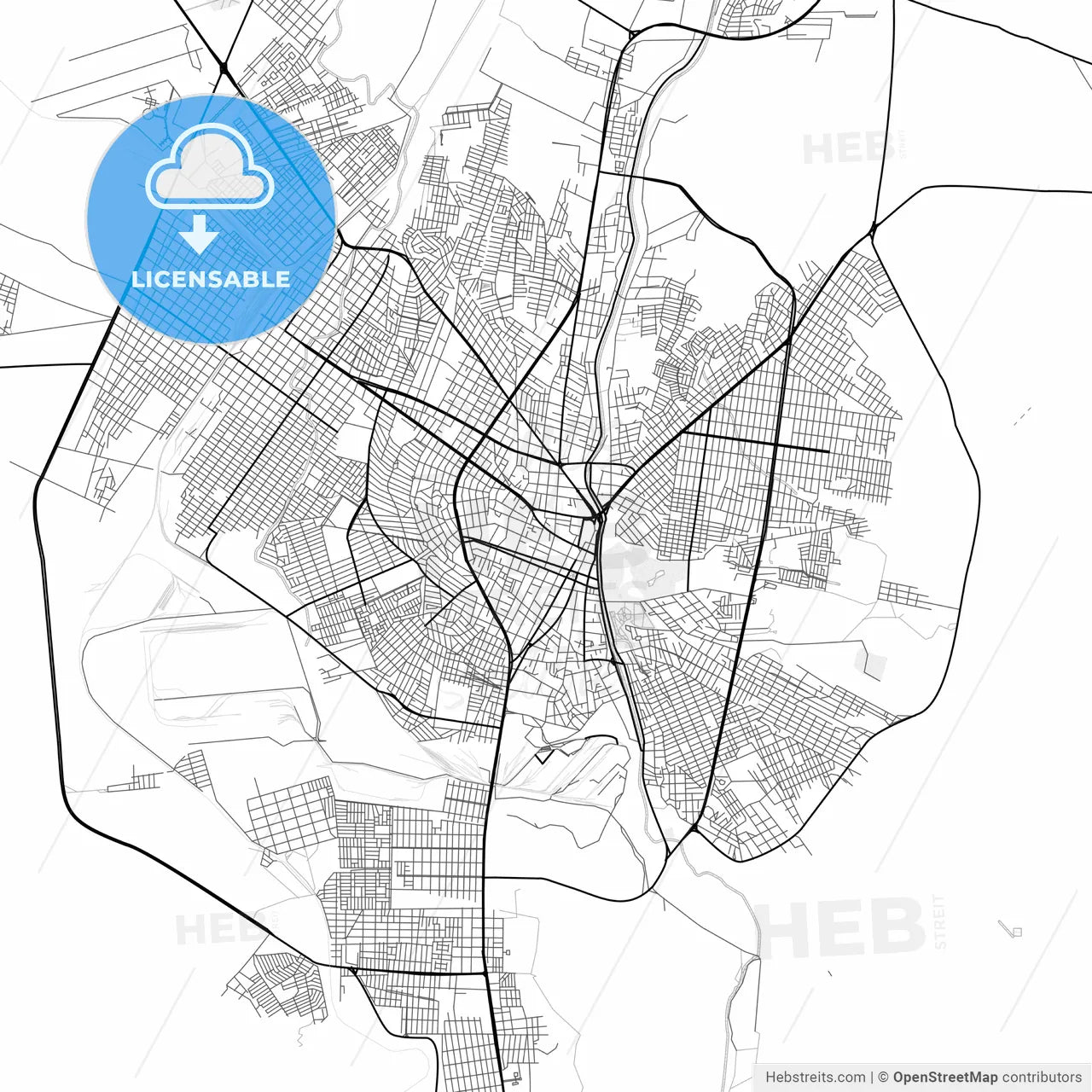 Vector PDF map of Monclova, Mexico