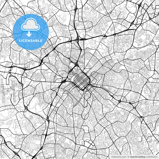 Vector PDF map of Charlotte, North Carolina, United States