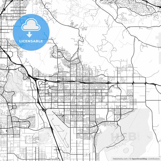 Vector PDF map of Moreno Valley, California, United States