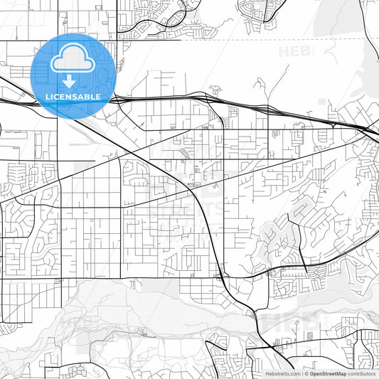 Vector PDF map of Jurupa Valley, California, United States