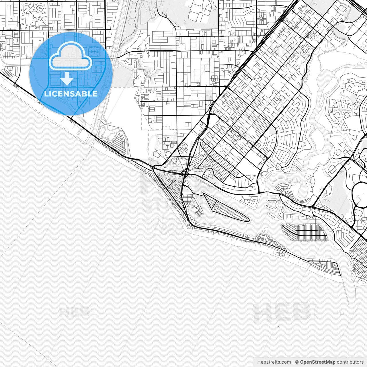 Vector PDF map of Newport Beach, California, United States