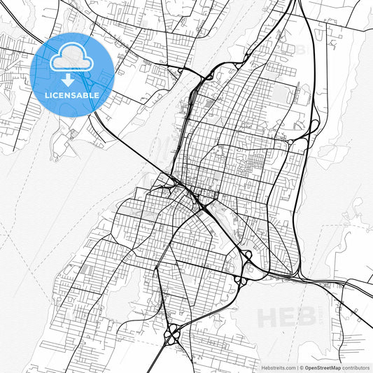 Vector PDF map of Fall River, Massachusetts, United States