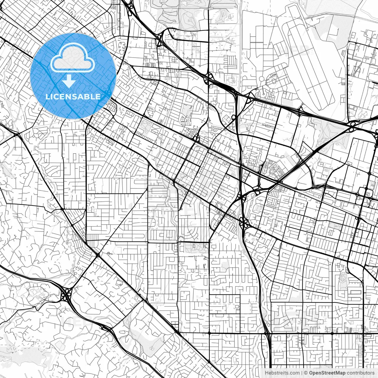 Vector PDF map of Mountain View, California, United States