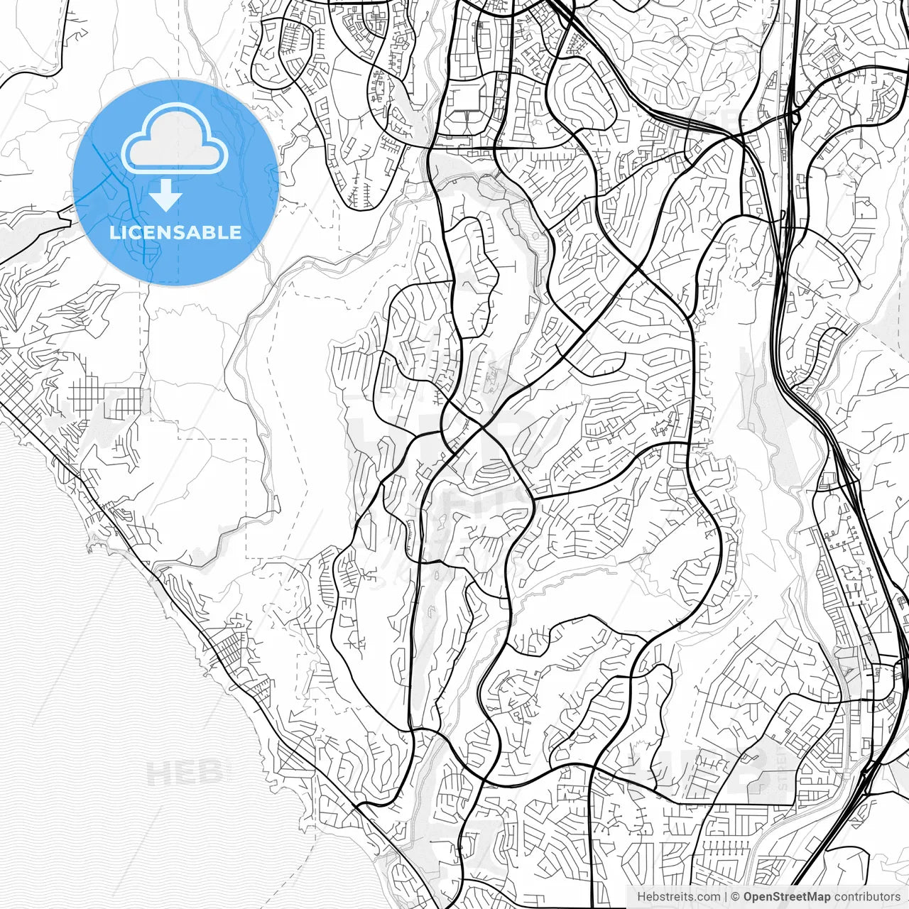 Vector PDF map of Laguna Niguel, California, United States