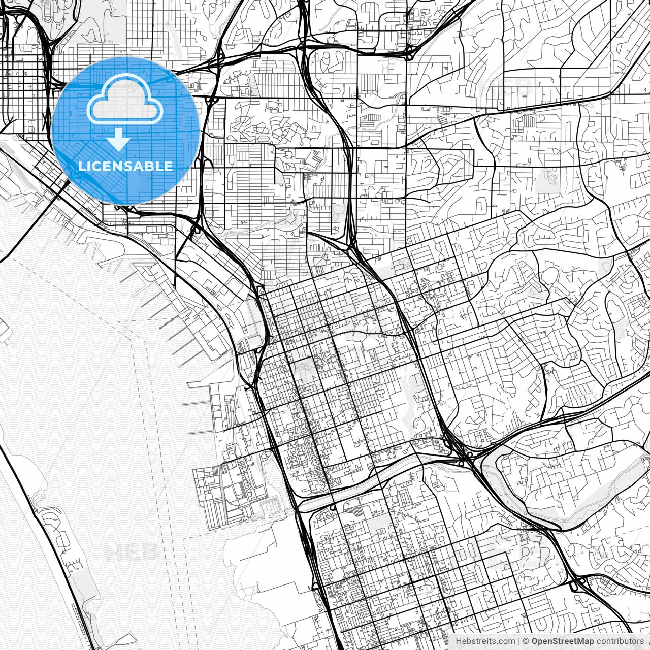 Vector PDF map of National City, California, United States