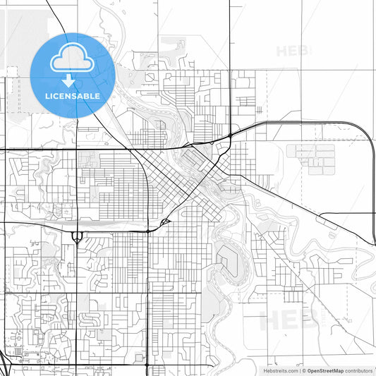 Vector PDF map of Grand Forks, North Dakota, United States