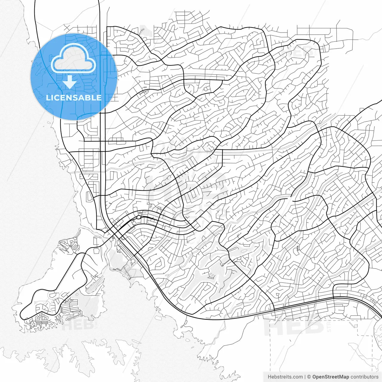 Vector PDF map of Lake Havasu City, Arizona, United States