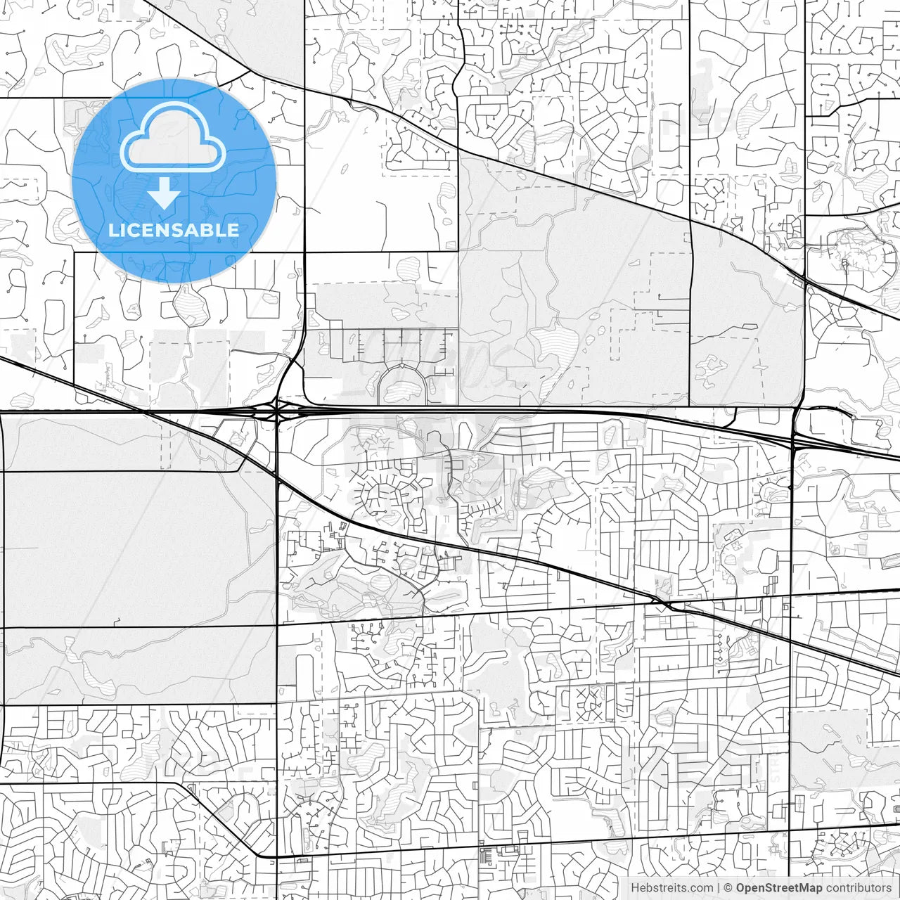 Vector PDF map of Hoffman Estates, Illinois, United States