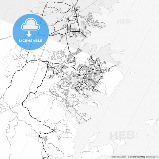 Vector PDF map of Bontang, Indonesia
