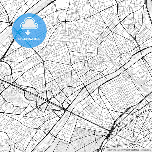 Vector PDF map of Courbevoie, France