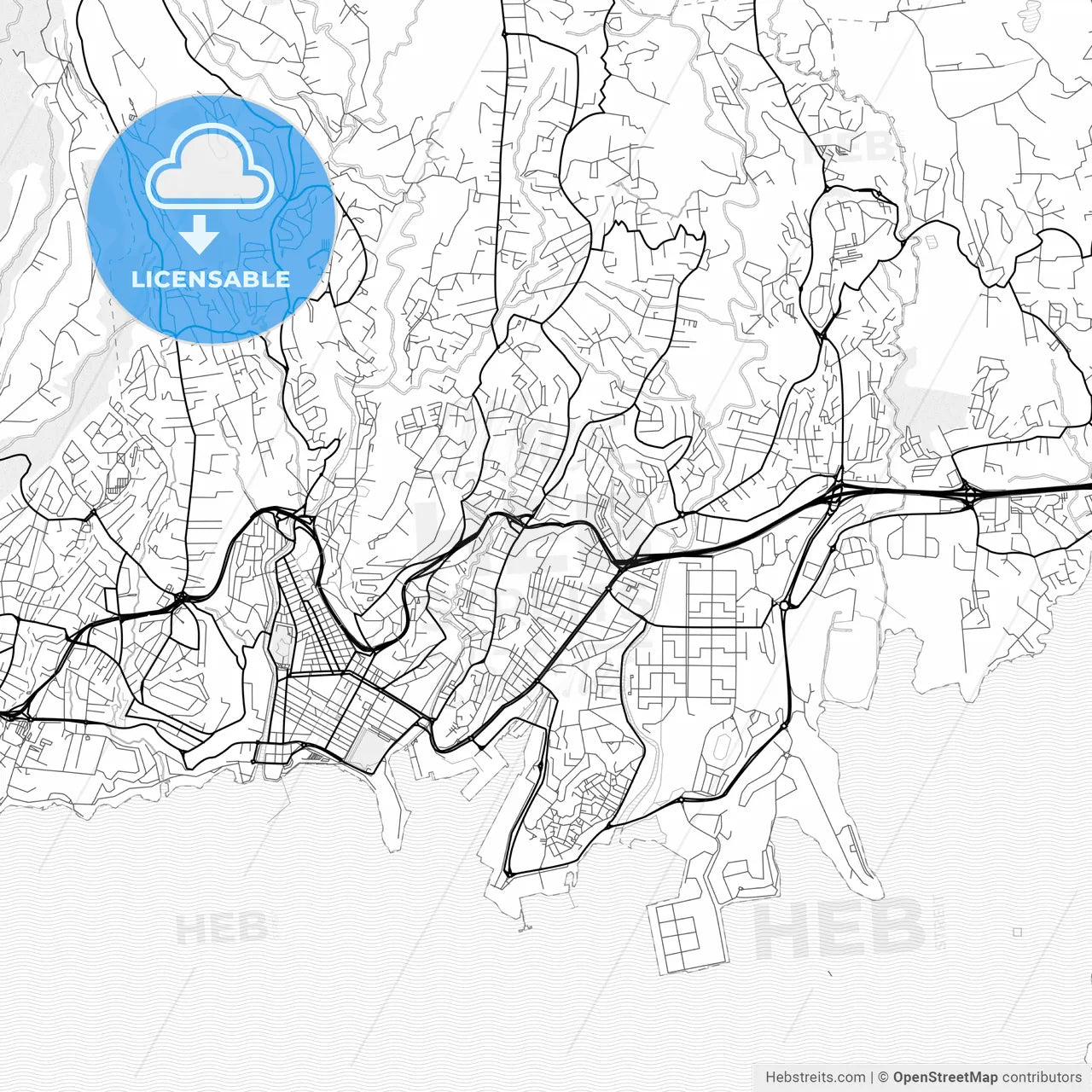Vector PDF map of Fort-de-France, France