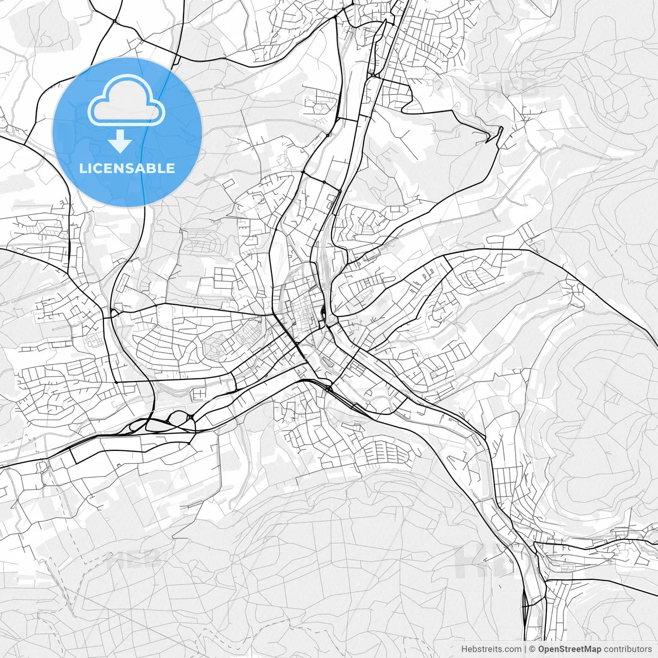 Vector PDF map of Aalen, Germany