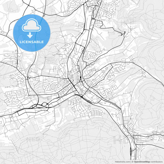 Vector PDF map of Aalen, Germany